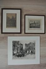 ets Rotterdam De Kolk / Lombardstraat / Staalgravure Beurs, Antiek en Kunst, Ophalen of Verzenden