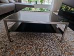 Metaform piano black glazen design salontafel met rvs frame, Huis en Inrichting, Tafels | Salontafels, Ophalen, 100 tot 150 cm