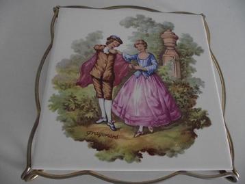 tegel onderzetter Fragonard Porcelain 18x 18 cm France 1960 beschikbaar voor biedingen