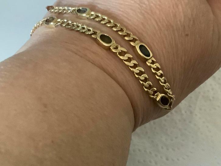 Vintage gouden armband Cietrien amethist topaas Peridot 14 k, Sieraden, Tassen en Uiterlijk, Armbanden, Zo goed als nieuw, Goud
