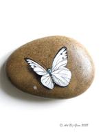 Koolwitje (vlinder) hand geschilderd op een riviersteen, Ophalen of Verzenden