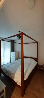 Houten Hemelbed 160x200, Ophalen, Bruin, Tweepersoons, Zo goed als nieuw