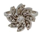 17 diamanten 14k wit gouden dames rozet ring exclusief fraai, Sieraden, Tassen en Uiterlijk, Ringen, Voordeelsieraden, Ophalen of Verzenden