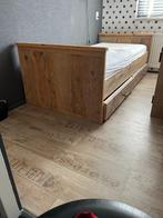 Bed van steigerhout 90x200 en buro, Ophalen, 85 tot 100 cm, Zo goed als nieuw, Matras