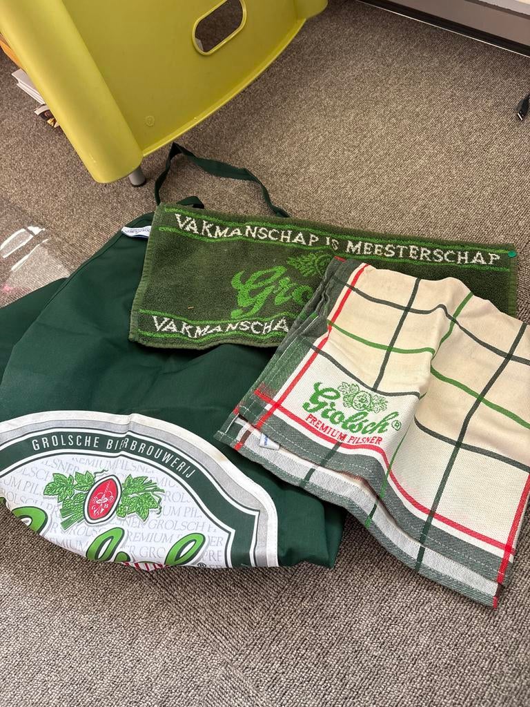 Grolsch Theedoek, Handdoek en Schort Set, Verzamelen, Biermerken, Grolsch, Ophalen of Verzenden