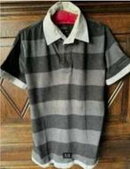 Gestreept heren t-shirt shirt 'dubbele' kraag; M; Much More, Ophalen of Verzenden, Zo goed als nieuw, Maat 48/50 (M), Grijs