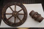 Houten Kruiwagen wiel + Houten As, Ophalen, Gebruikt