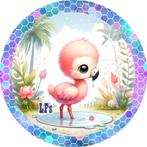 LF4257 ouwel flamingo 20x4,7cm eetbare cupcake rondjes vers, Ophalen of Verzenden, Nieuw, Cupcakes, Versiering