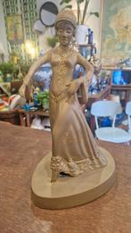 Art Deco Messing Dame Beeld - Vintage Stijlvol, Ophalen of Verzenden