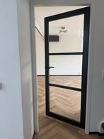 2 x Houten Zwarte Binnendeur met Glas, Ophalen, 80 tot 100 cm, Binnendeur, Zo goed als nieuw
