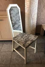 4 eetkamer stoelen wit - grijs / hout - stof, Huis en Inrichting, Vier, Gebruikt, Wit, Hout
