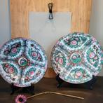 2 Antieke sier borden, porselein. Chinees kantonees rozen, Antiek en Kunst, Antiek | Keramiek en Aardewerk, Ophalen of Verzenden