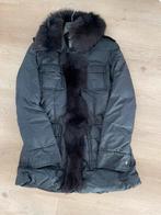 Blumarine zwarte jas met vossenbont - maat 38, Ophalen of Verzenden, Gedragen, Maat 38/40 (M), Zwart