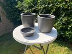 3x antraciete INTRATUIN bloempotten, Tuin en Terras, Bloempotten, Rond, Ophalen of Verzenden, Zo goed als nieuw, Minder dan 25 cm