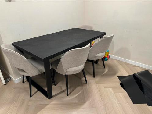 Eettafel U-poot Black Bonito - visgraat look - Zwarte U Poot, Huis en Inrichting, Tafels | Eettafels, Gebruikt, 150 tot 200 cm