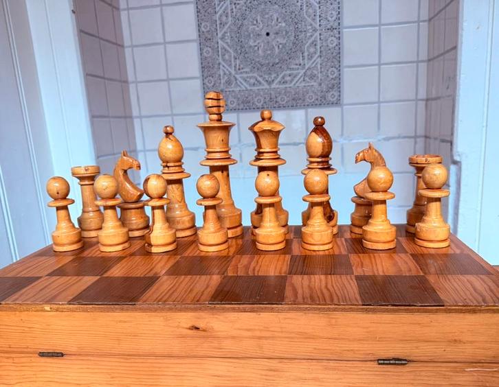 Giga vintage Mexicaans staunton schaakspel, koning 20cm, Hobby en Vrije tijd, Gezelschapsspellen | Bordspellen, Gebruikt, Ophalen of Verzenden