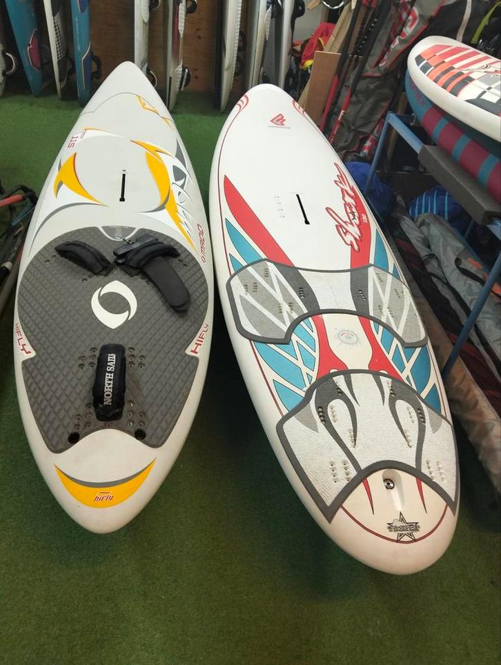 HiflyMadd twinser 115 ltr€200,--  Fanatic Shark 130 ltr €250, Watersport en Boten, Windsurfen, Gebruikt, Plank, Minder dan 250 cm
