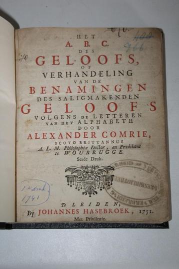 Alexander Comrie - ABC des geloofs (1751, handtekening) beschikbaar voor biedingen