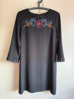 Zwarte Otto d'ame jurk met borduursel print | maat 36, Otto d’ame, Zwart, Ophalen of Verzenden, Zo goed als nieuw
