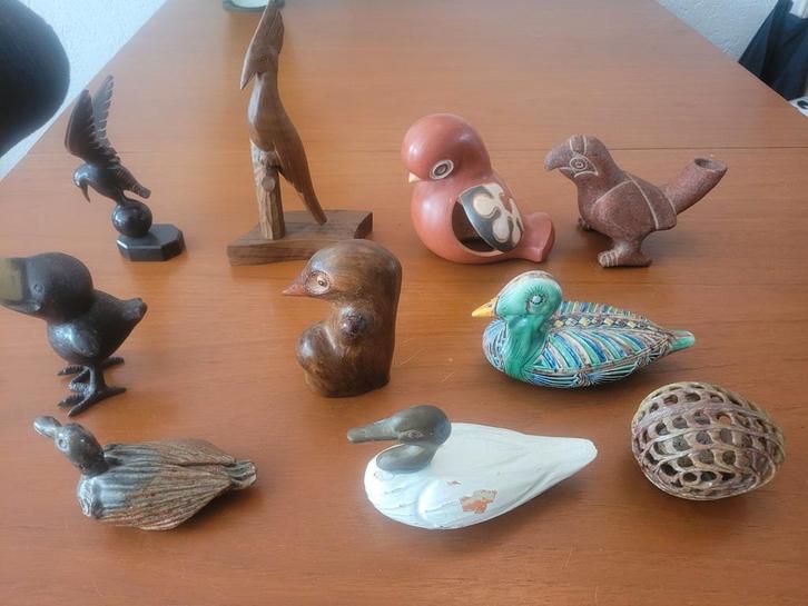 Beeldje vogel vogeltje hoorn brons hout steen eend duif raaf, Verzamelen, Beelden en Beeldjes, Zo goed als nieuw, Dier, Ophalen of Verzenden