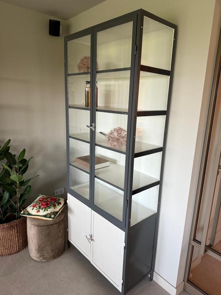 Stalen apothekerskast, Old Basics - 90x40x219 cm, Huis en Inrichting, Kasten | Boekenkasten, Gebruikt, 50 tot 100 cm, 200 cm of meer