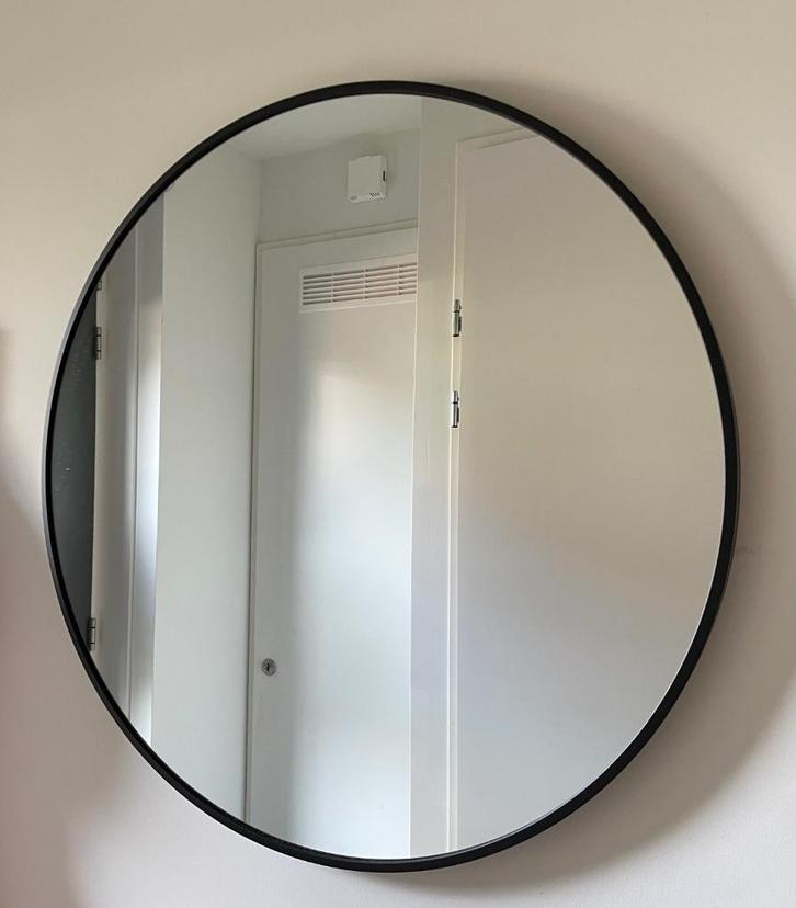 Luxe ronde spiegel 60x60cm mat zwart, Huis en Inrichting, Woonaccessoires | Spiegels, Nieuw, Minder dan 50 cm, Minder dan 100 cm