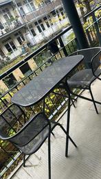 Design Balkon Bistro Set - Inschuifbaar, Donkergrijs, 2 zitplaatsen, Overige materialen, Gebruikt, Ophalen of Verzenden