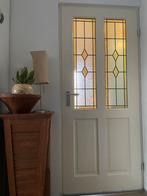 Opdekdeur rechtsdraaiend met glas in lood, 80 tot 100 cm, Binnendeur, Ophalen of Verzenden, 200 tot 215 cm