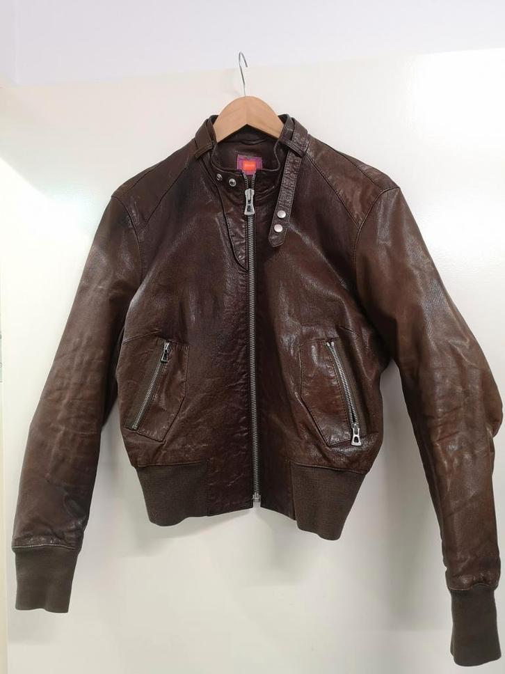 Hugo Boss Orange Label leren jas, Kleding | Heren, Jassen | Winter, Gedragen, Bruin, Ophalen of Verzenden