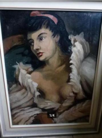 vintage schilderij ``Zuiderse Dame`` op paneel beschikbaar voor biedingen