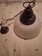 Vintage hanglamp Brons met witte kap, Ophalen, Gebruikt, Minder dan 50 cm