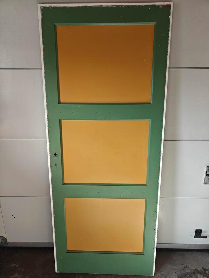 Paneeldeur - Houten Binnendeur, Doe-het-zelf en Verbouw, Deuren en Horren, Gebruikt, Binnendeur, 200 tot 215 cm, 80 tot 100 cm