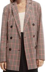 Maison scotch geruit double breasted blazer nieuw XS-S, Nieuw, Jasje, Maat 34 (XS) of kleiner, Rood