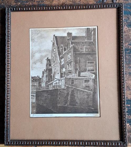 Ets/litho.  Sign.  Ca 1920. 30/35 cm., Antiek en Kunst, Kunst | Etsen en Gravures, Ophalen