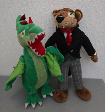 Vintage Efteling Knuffel set: Draak en Wolf beschikbaar voor biedingen