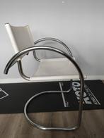 Wit leren stoel, Huis en Inrichting, Ophalen, Gebruikt, 75 tot 100 cm, Metaal