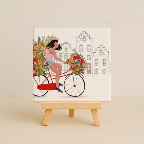 Wandtegeltje bicycle red, Huis en Inrichting, Woonaccessoires | Wanddecoraties, Nieuw, Ophalen of Verzenden