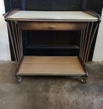 Vintage trolley bijzettafel met leuke details, Ophalen, Gebruikt, 55 tot 75 cm, 60 cm of meer