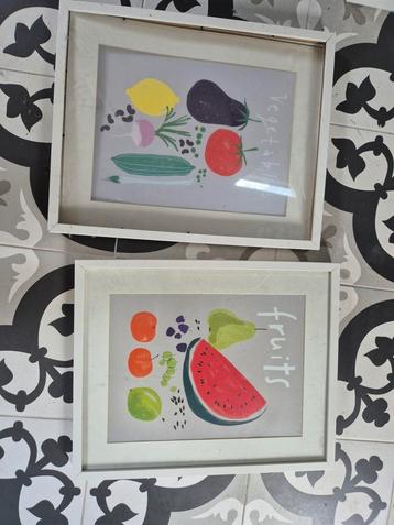 Set van 3 ingelijste prints - Groenten, Fruit, Kruiden beschikbaar voor biedingen