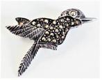 Prachtige broche Langstaart kolibrie met markasieten 925 (71, Sieraden, Tassen en Uiterlijk, Ophalen of Verzenden, Zo goed als nieuw