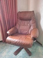 Relax stoel echt leer, draaistoel, Huis en Inrichting, Fauteuils, Ophalen, Zo goed als nieuw, Leer, 50 tot 75 cm