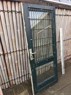 Hard houten deur met dubbel glas., Doe-het-zelf en Verbouw, Deuren en Horren, Ophalen, Glas, Buitendeur, 200 tot 215 cm