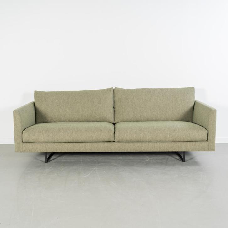 1x Montis Axel Bank 3-zits/190cm Groen Stof - Slede Zwart, Huis en Inrichting, Banken | Bankstellen, Zo goed als nieuw, Rechte bank