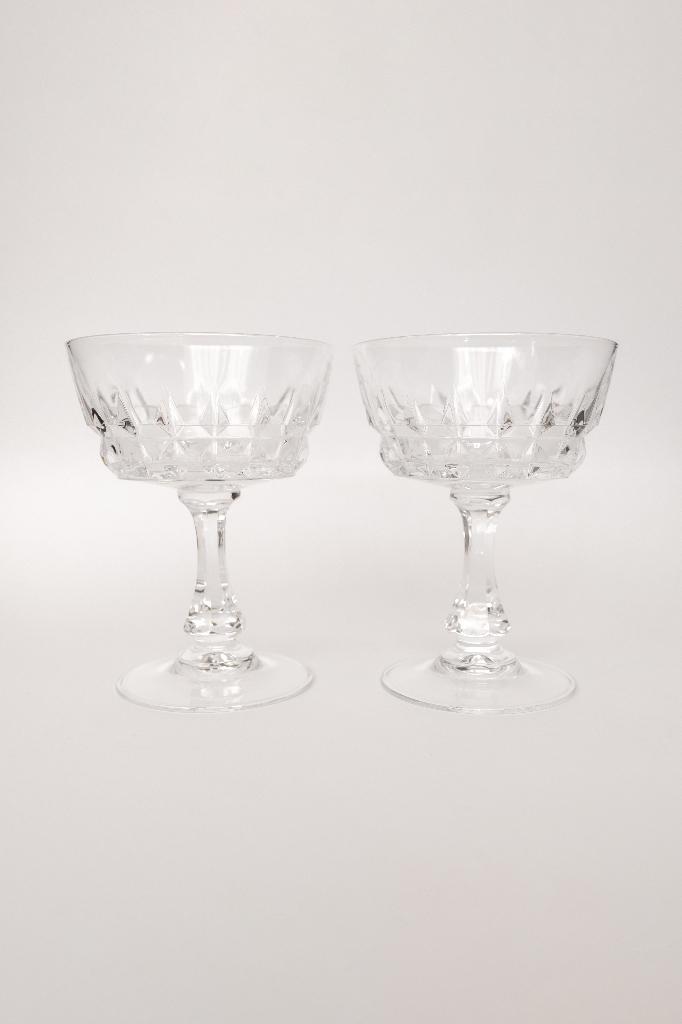 Vintage Opera Champagne Coupe Glazen 2 Stuks, Antiek en Kunst, Antiek | Glas en Kristal, Ophalen of Verzenden