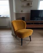 Woood fauteuil Sara in velvet Oker geel, Huis en Inrichting, Fauteuils, Ophalen, Minder dan 75 cm, Zo goed als nieuw, Stof