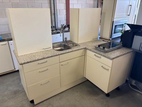 Compact keukenblok, Huis en Inrichting, Keuken | Complete keukens, Gebruikt, Enkelwandige keuken, Crème, Hout, Ophalen of Verzenden