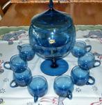 bowlstel blauw met 10 cups, Antiek en Kunst, Ophalen