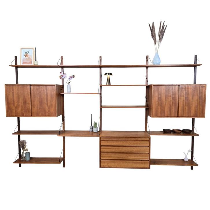 Poul Cadovius Deens vintage wandsysteem jaren 50 wandkast, Huis en Inrichting, Kasten | Wandmeubels, Gebruikt, 150 tot 200 cm