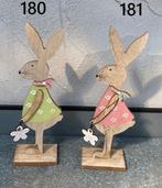 HOUT DECO PASEN 180-181 HAZEN MET JURKJE EN BLOEMEN NIEUW, Diversen, Pasen, -, -, Nieuw, Ophalen of Verzenden