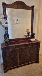 Wortelnoten kast met spiegel, Ophalen, Zo goed als nieuw